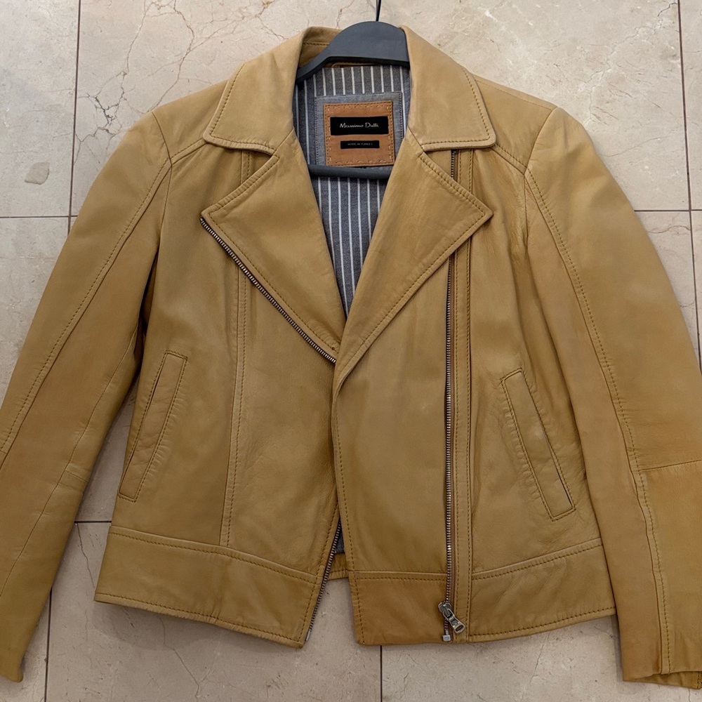 Massimo Dutti Camel Leather Jacket